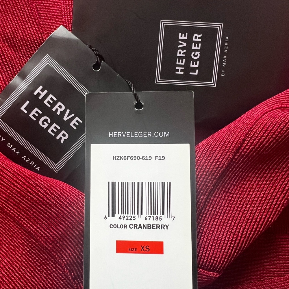 BNWT Herve Leger Authentic Y2K Women’s Cranberry Red Bandage Dress- Size XS - Picture 13 of 16